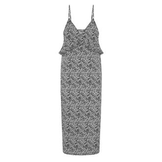 One Teaspoon Zebra Print Midi Jurk met Split - Dames - Casual kleedjes - Zwart - S - Kleedjes