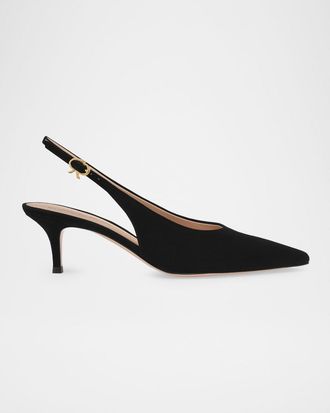 Gianvito Rossi 55mm Robbie Suede Slingback Pumps
