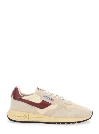 Autry Reelwind Beige Low Top Sneakers With Logo Patch Ontongue And Side In Suede Man