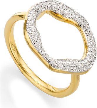 Monica Vinader Gold Riva Diamond Circle Ring Diamond