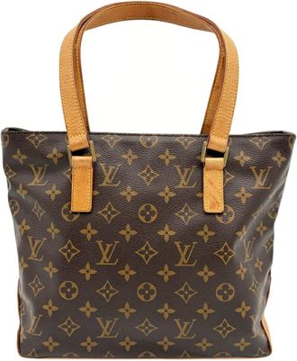 Louis Vuitton Brown Monogram Canvas Leather Shoulder Bag Tote Bag (Pre-Owned)