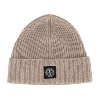 Stone Island Accessoires, Heren, Beige, L, Wol, Beanie RWS