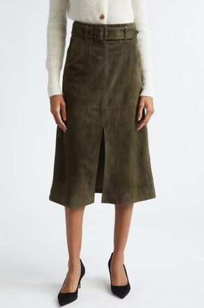 Veronica Beard Alexie Suede Skirt in Cypress at Nordstrom, Size 14