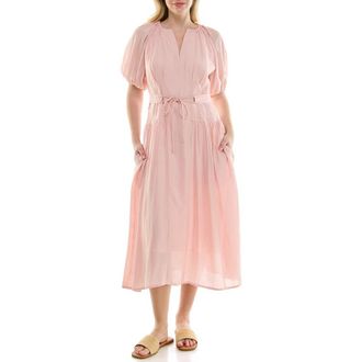 Nicole Miller Crinkle Puff Sleeve Mid Dress in Peek-A-Boo at Nordstrom Rack, Size 14