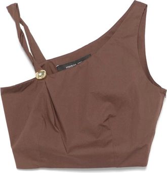 Federica Tosi Tops, Dames, Bruin, S, Katoen, Bruine Mouwloze Top