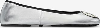 Tory Burch Nappa-Lederballerinas in Metalloptik Reva Travel