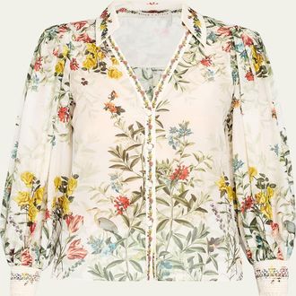 Alice & Olivia Charis Floral Button-Front Blouse