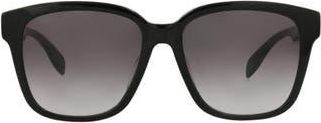 Alexander McQueen 56mm Square Sunglasses in Black Black Grey at Nordstrom Rack