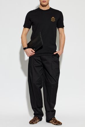 Dolce & Gabbana T-shirt With Logo Patch, Mens, Black