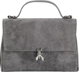 Patrizia Pepe Tassen, Dames, Grijs, ONE Size, Leer, Minimal Fly Crossbody Tas