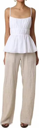 Olivaceous Carina Taupe Linen Pant In Beige