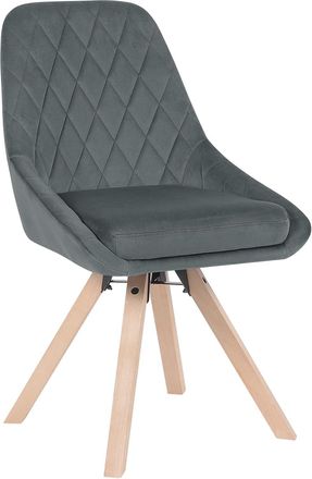 Woltu Silla De Comedor Giratoria Silla Ergonomica Para Dormitorio Y Salon Silla De Cocina Tapizada En Terciopelo Patas De Madera Maciza Gris Oscuro - Woltu