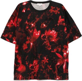 Alexander McQueen T-shirt con maniche a spalla bassa - Nero