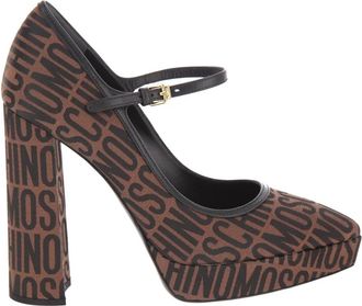 Moschino Jacquard Logo Mary Jane Pumps Bruin - Dames - Pumps - Bruin - 39 EU - Leer - Schoenen