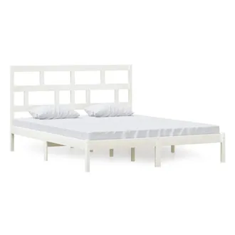 Berkfield Home Bed Frame White Solid Wood Pine 160x200 cm