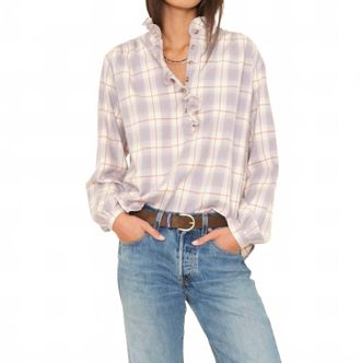 Xirena Caspian Check Top In Grey Mist
