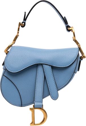 Dior Pre-owned Womens Saddle Bag Leather - Light Blue - One Size