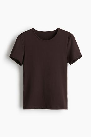 H&M T-Shirt aus Mikrofaser - Dunkelbraun