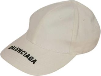 Balenciaga Pre-owned Accessories, male, White, Size: ONE SIZE Pre-owned Logo Visor Cotton Cap