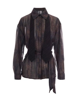 Liu Jo Dark Brown Digital Print Metallic Shirt