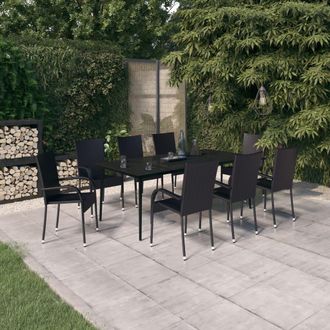 vidaXL Juego De Comedor Para Jard&iacute;n 9 Piezas Negro Vidaxl