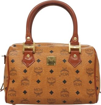 MCM Visetos Brown Pvc Handbag (Pre-Owned)