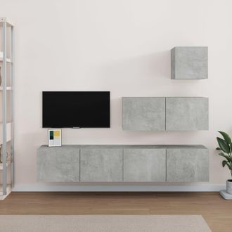 Berkfield Home 4 Piece TV Cabinet Set Concrete Grey Engineered Wood