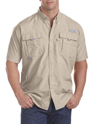 Columbia Big & Tall PFG Bahama II Short-Sleeve Sport Shirt in Fossil at Nordstrom, Size 2X Big