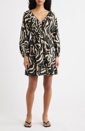 Rails Krina Long Sleeve Brushstroke Print Dress in Caicos at Nordstrom, Size Xx-Small