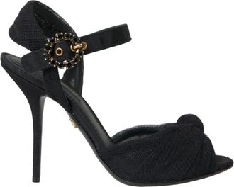 Dolce & Gabbana Womens Mesh Knotted Slingbacks Heels - Black Cotton - Size 36.5 EU/IT