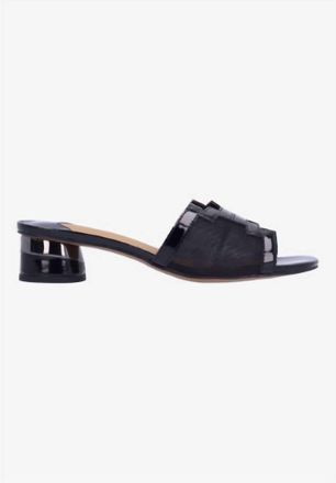 J. Rene&eacute; Womens Amorra Square Toe Sandal In Black Patent/mesh