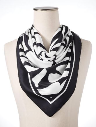 Talbots Abstract Floral Square Scarf - Black - 001 Talbots