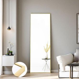 OEM Espejo De Pie - 150x40cm - Aluminio Dorado - Vidrio Templado - Antichoque Certificado Nf