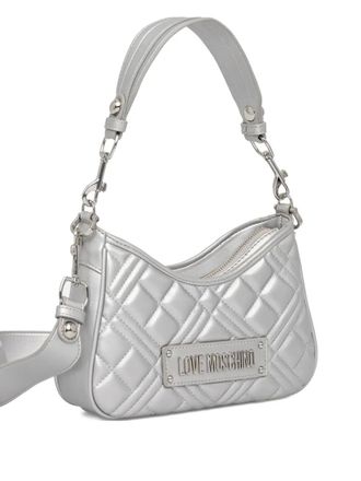 Love Moschino logo-plaque shoulder bag - Silver