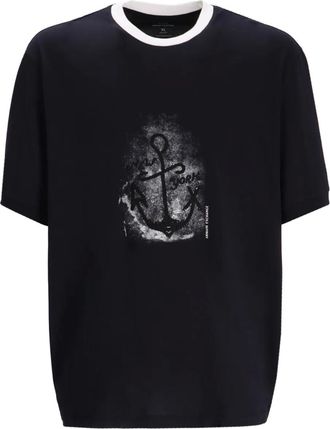 A|X Armani Exchange T-shirt in cotone con stampa ancora - Nero