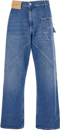 J.W.Anderson J. W. Anderson Light Blue Jeans With Twisted Design And One Front Patch Pocket In Denim Man