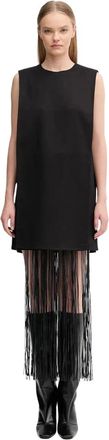 Sportmax Vestido con cuello redondo y flecos - Dresses - Mujer - Negro - M