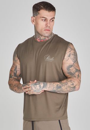 Siksilk Mens Brown Relaxed Logo Vest M
