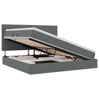 vidaXL Letto Con Contenitore E Materasso Grigio Scuro 200 X 200 Cm Vidaxl