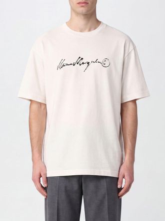 Maison Margiela T-shirt in cotone con stampa slogan e spalle cadute