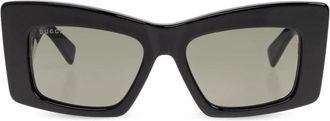 Gucci Zwarte Oversize Zonnebril met Beschermhoes - Dames - Zonnebrillen - Zwart - ONE Size - Accessoires