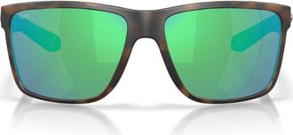 Costa Broadbill II XL 62mm Polarized Oversize Rectangular Sunglasses in Matte Tortoise /Green 580G at Nordstrom
