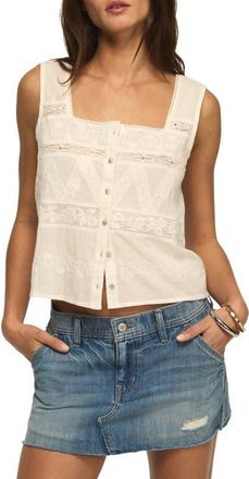 Lucky Brand Embroidered Lace Crop Tank in Whisper White at Nordstrom, Size Xx-Large