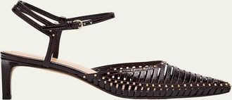 Ulla Johnson Francine Caged Leather Ankle-Strap Pumps