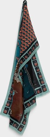 Paul Smith Mens 100% virgin wool colourful garden scarf