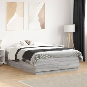 vidaXL Vidaxl - Estructura De Cama Madera De Ingenier&iacute;a Gris Sonoma 135x190 Cm