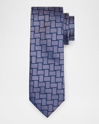 Brioni Mens Basketweave Silk Tie