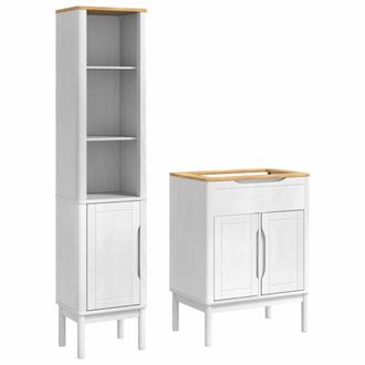 vidaXL Juego De Muebles De Ba&ntilde;o Floro 2 Pcs Madera De Pino Macizo Vidaxl