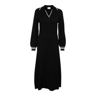 Cream Sportieve Gebreide Jurk in Pitch Black - Dames - Kleedjes - Zwart - S - Kleedjes