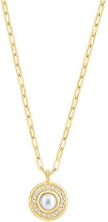 Effy Freshwater Pearl & Diamond Medallion Pendant Necklace in White at Nordstrom Rack, Size 18